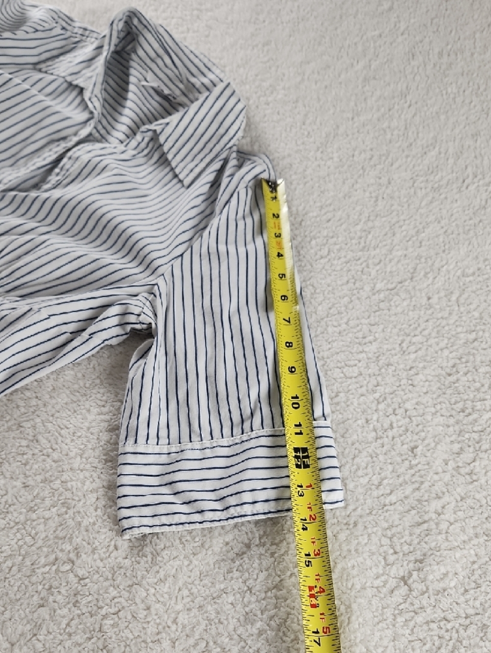 H&M White Shirt with Navy Stripes Large - Picture 5 of 11